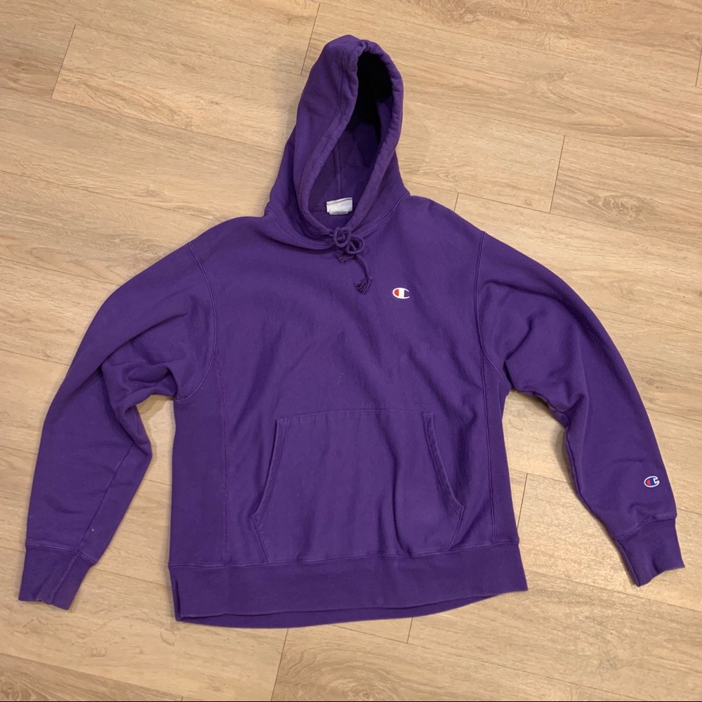 Purple Reverse Weave Champion Hoodie